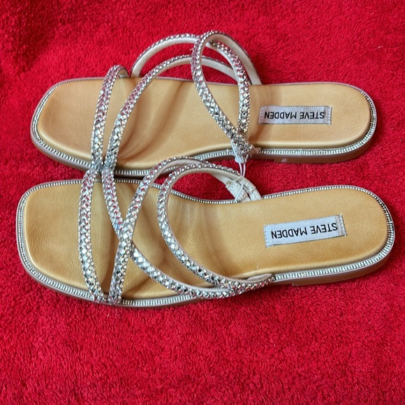 Steve Madden Women’s Size 7 Sandals Slip On Silver Rhinestones Bling - NWOT - Picture 7 of 7